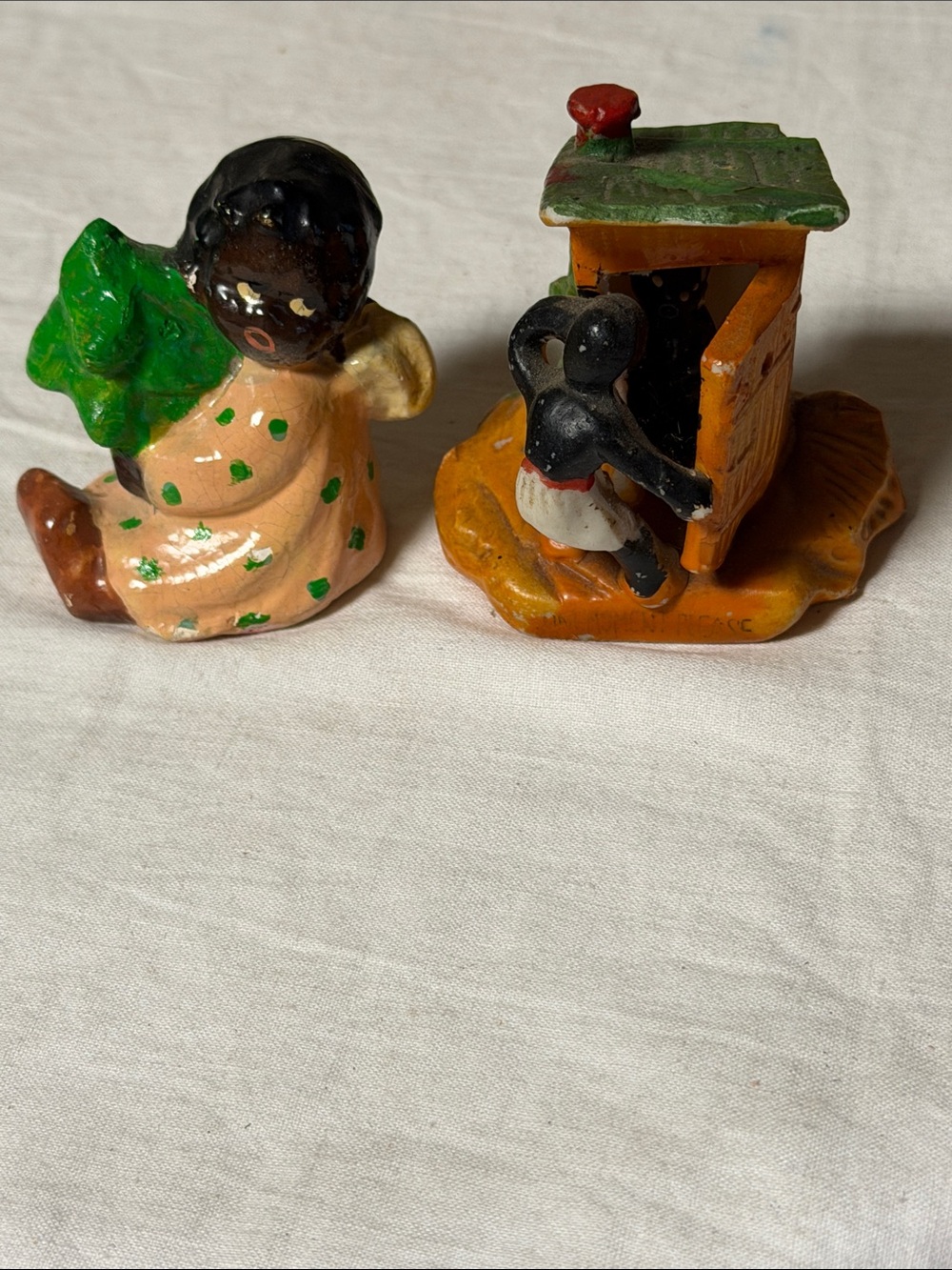Vintage Black Americana Lot: Outhouse and Chalk Girl Figurine